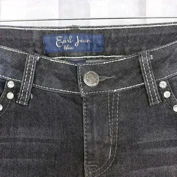 Earl Jean blue Size 7 x 32 grey fleur de lis embroirded, embellished jeans - Picture 6 of 11